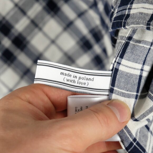 Ami Alexandre Mattiussi Shirt Mens 42 Extra Large White Black Plaid Button Down - Picture 9 of 10